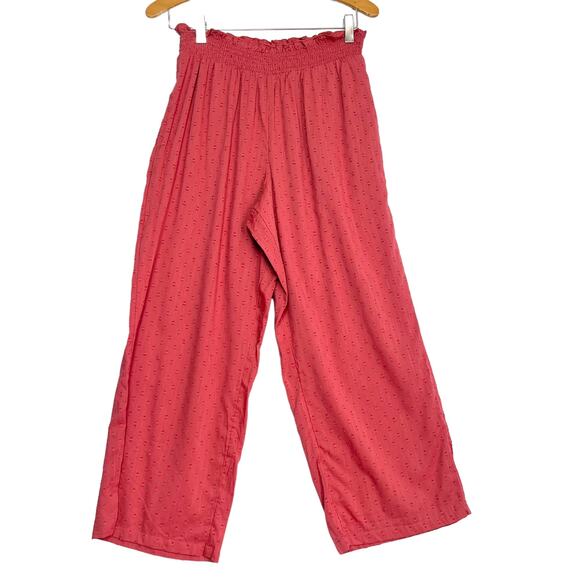 Old Navy Clip Dots Wide Leg Crop Pants Sz S Pink Pull On Elastic Waist Pockets - Picture 9 of 9